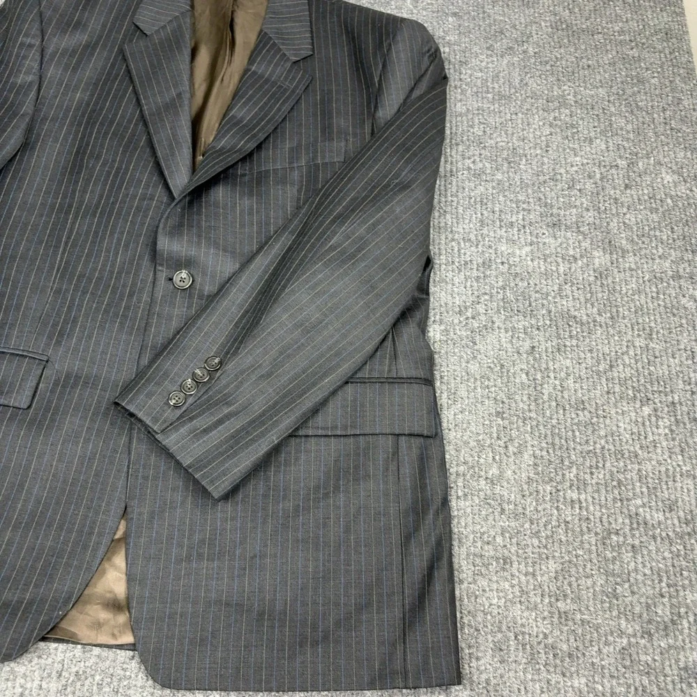 Lauren Ralph Lauren Suit‎ Jacket Mens 46R Gray Pinstripe Wool Two Button Blazer